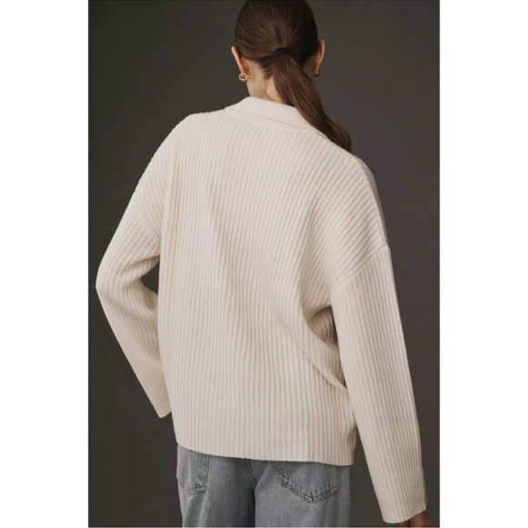 Reformation Fantino Cashmere Collared Cardigan Button Down Gossamer Cream Small - Picture 17 of 17